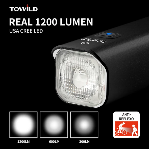 Towild CL1200 Lumen wiederaufladbares Fahrradlicht mit hoher Helligkeit 